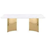 Tevlin White Marble Rectangular 79-Inch Top Dining Table