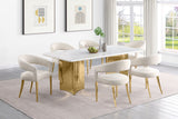 Tevlin White Marble Rectangular 79-Inch Top Dining Table