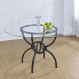 Aviano Gunmetal Round 48-Inch Glass Top Metal Dining Table