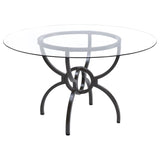 Aviano Gunmetal Round 48-Inch Glass Top Metal Dining Table