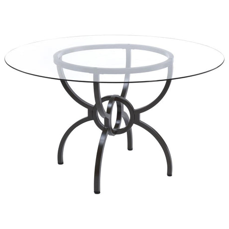 Aviano Gunmetal Round 48-Inch Glass Top Metal Dining Table