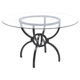 Aviano Gunmetal Round 48-Inch Glass Top Metal Dining Table