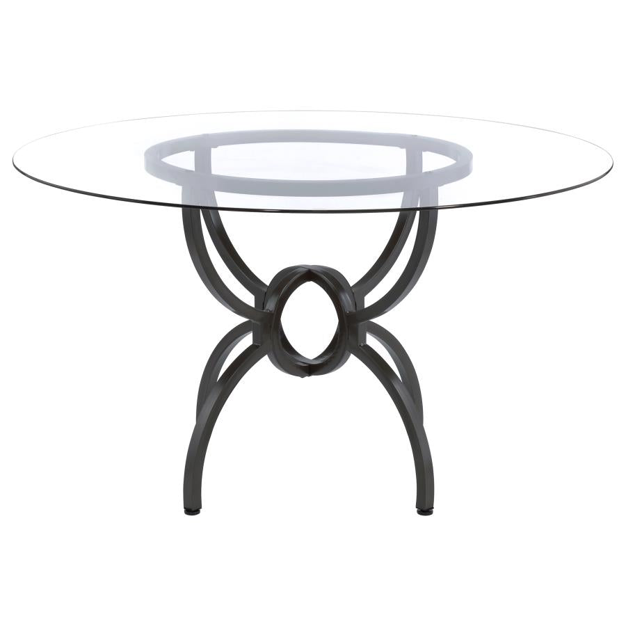 Aviano Gunmetal Round 48-Inch Glass Top Metal Dining Table