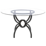 Aviano Gunmetal Round 48-Inch Glass Top Metal Dining Table