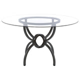 Aviano Gunmetal Round 48-Inch Glass Top Metal Dining Table