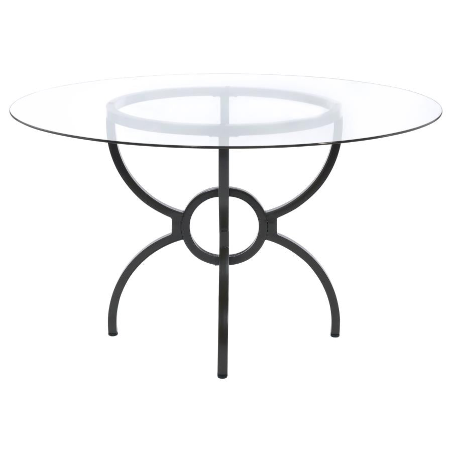 Aviano Gunmetal Round 48-Inch Glass Top Metal Dining Table