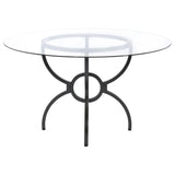 Aviano Gunmetal Round 48-Inch Glass Top Metal Dining Table