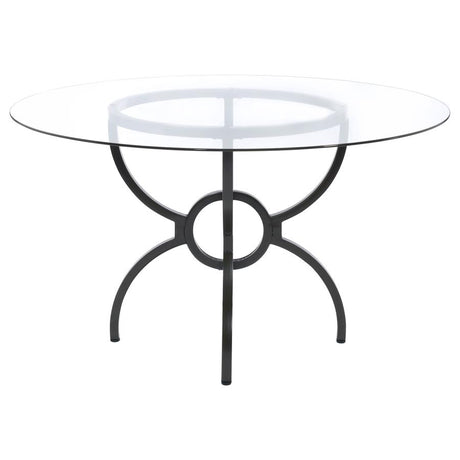 Aviano Gunmetal Round 48-Inch Glass Top Metal Dining Table
