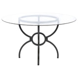 Aviano Gunmetal Round 48-Inch Glass Top Metal Dining Table