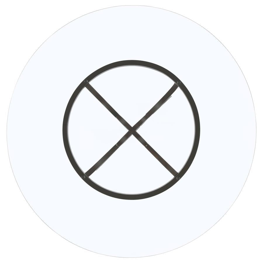 Aviano Gunmetal Round 48-Inch Glass Top Metal Dining Table