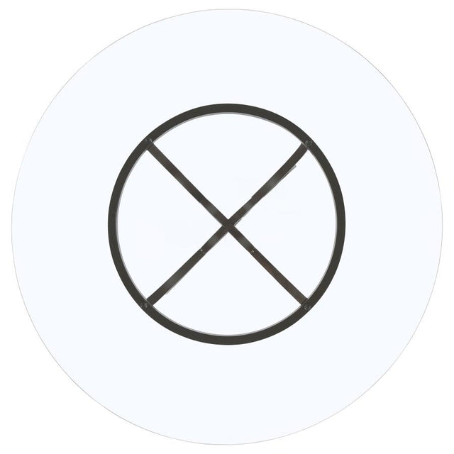 Aviano Gunmetal Round 48-Inch Glass Top Metal Dining Table