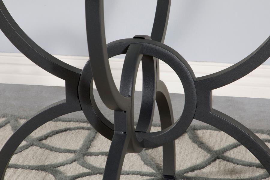 Aviano Gunmetal Round 48-Inch Glass Top Metal Dining Table