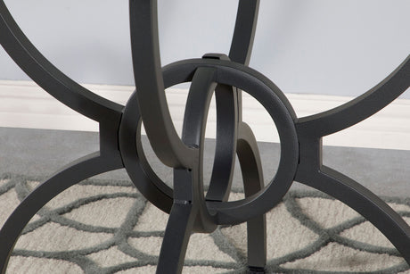 Aviano Gunmetal Round 48-Inch Glass Top Metal Dining Table