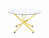 Beckham Round Dining Table Brass And Clear