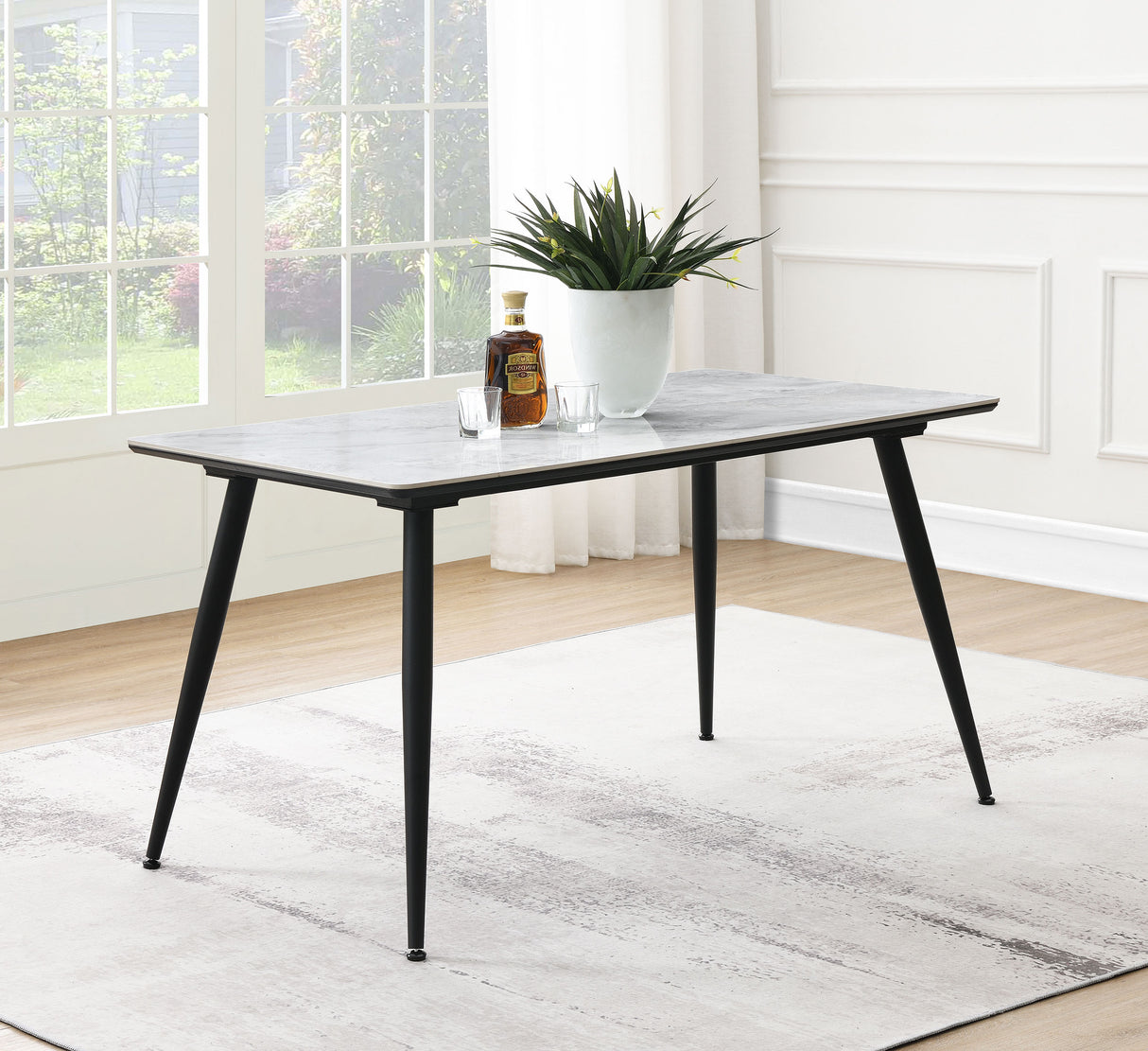 Dennison Grey Marble Rectangular 55-Inch Ceramic Top Dining Table