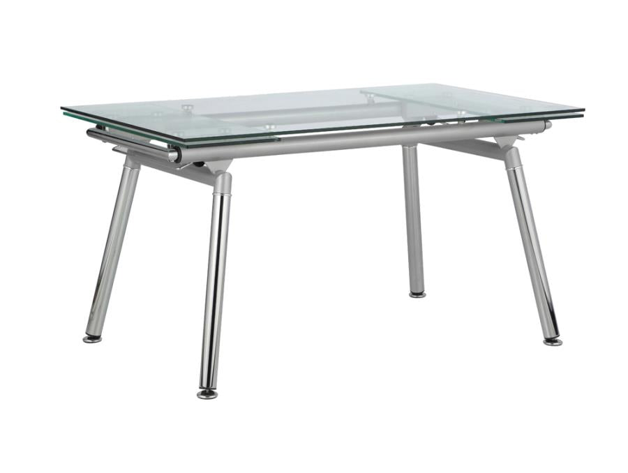 Sonnett Expandable Glass Top Dining Table Chrome And Clear