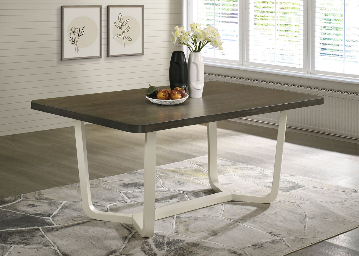 Biloxi Greyish / White 71-Inch Rectangular Wood Dining Table Brown