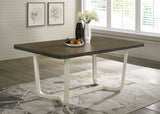 Biloxi Greyish / White 71-Inch Rectangular Wood Dining Table Brown