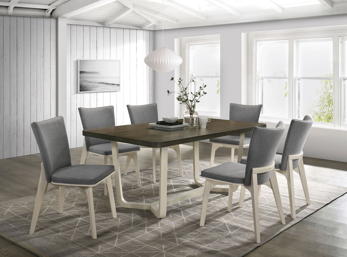 Biloxi Greyish / White 71-Inch Rectangular Wood Dining Table Brown