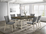 Biloxi Greyish / White 71-Inch Rectangular Wood Dining Table Brown