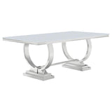 Antoine White Rectangular 95-Inch Glass Top Dining Table