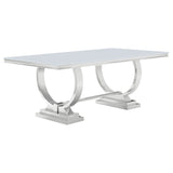 Antoine White Rectangular 95-Inch Glass Top Dining Table