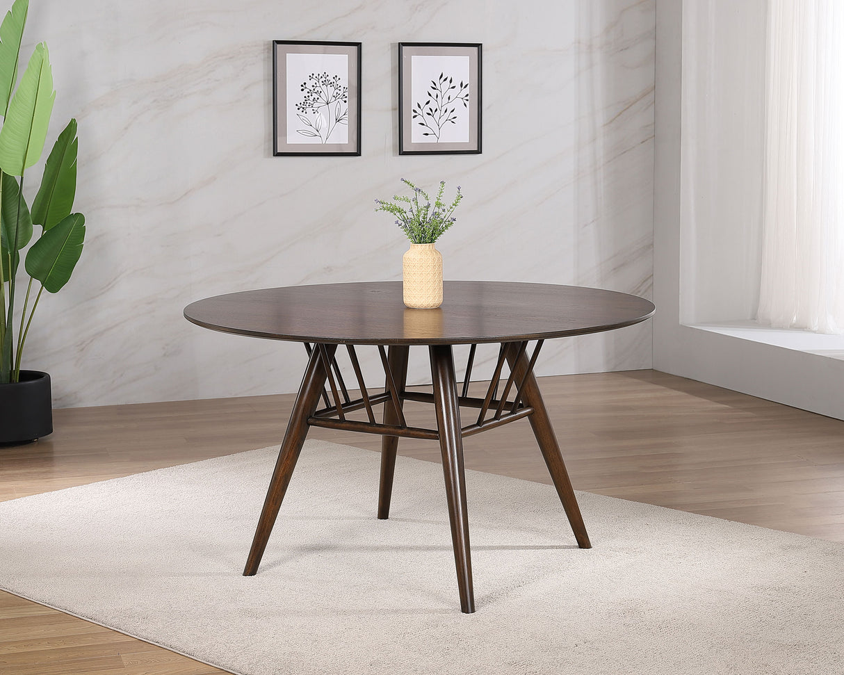 Everton Dark Walnut Round 53-Inch Wood Dining Table