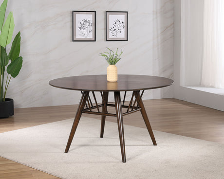 Everton Dark Walnut Round 53-Inch Wood Dining Table