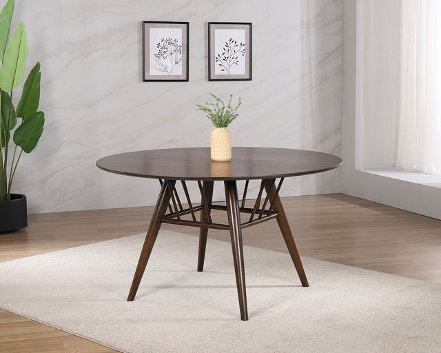 Everton Dark Walnut Round 53-Inch Wood Dining Table