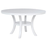 Judd Pearl White 54-Inch Round Dining Wood Table With Shelf