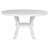 Judd Pearl White 54-Inch Round Dining Wood Table With Shelf