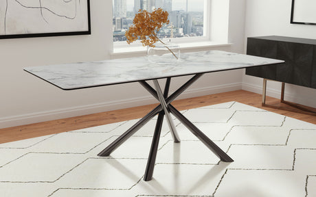 Carvell Mirage White Rectangular Sintered Stone Dining Table