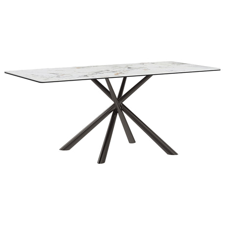 Carvell Mirage White Rectangular Sintered Stone Dining Table
