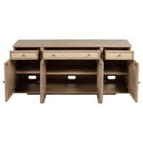 Kailani Beige Oak 4-Door Cane Sideboard Buffet Cabinet