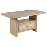 Kailani Beige Oak Cane Counter Height Storage Dining Table