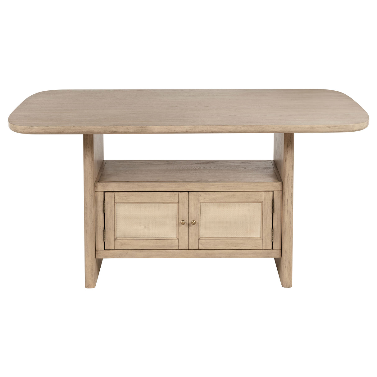 Kailani Beige Oak Cane Counter Height Storage Dining Table