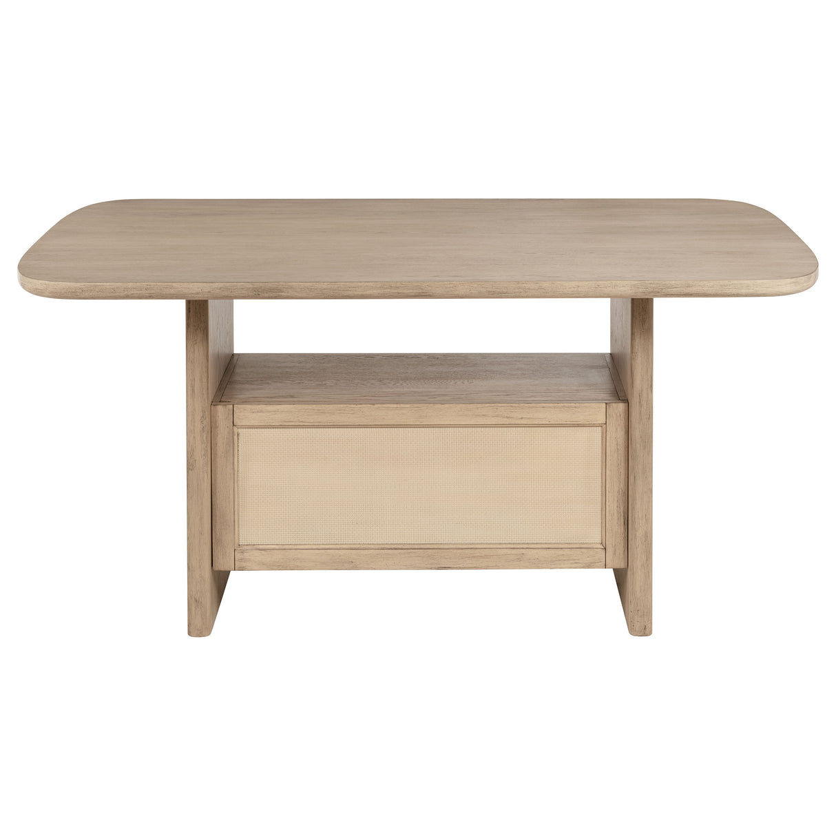 Kailani Beige Oak Cane Counter Height Storage Dining Table