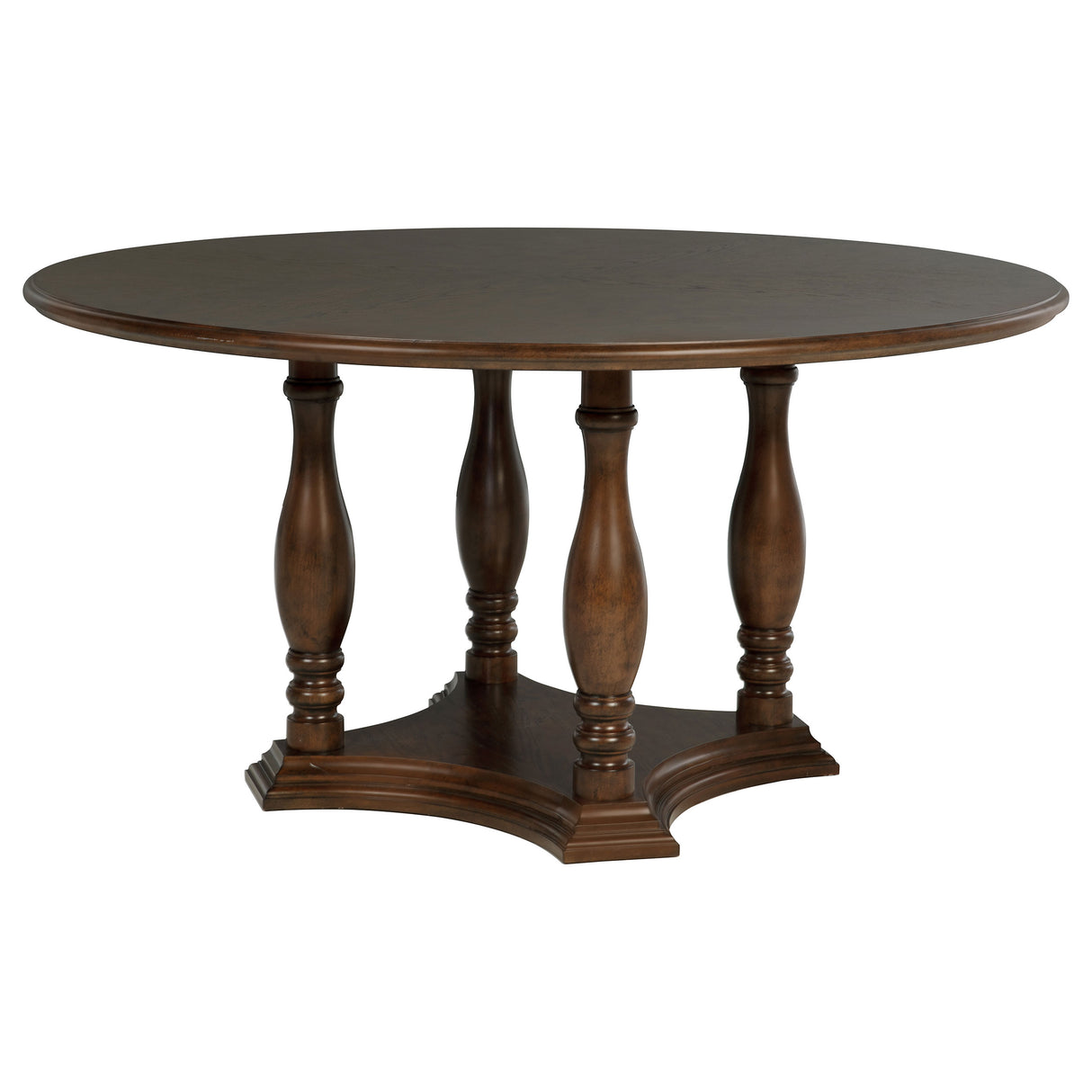 Landon Rich Brown 60-Inch Round Wood Pedestal Dining Table
