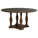 Landon Rich Brown 60-Inch Round Wood Pedestal Dining Table