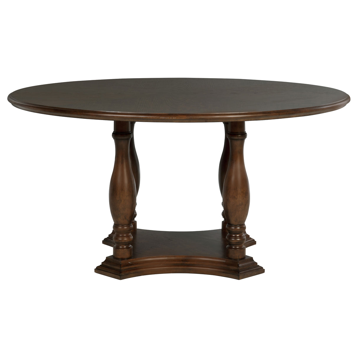 Landon Rich Brown 60-Inch Round Wood Pedestal Dining Table