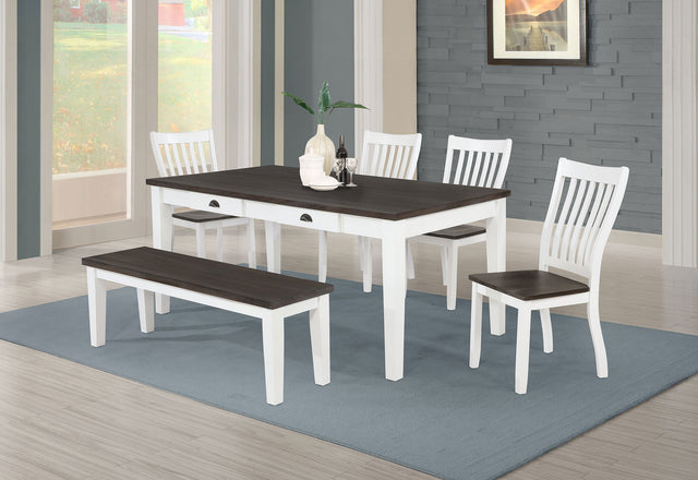 Kingman Distressed White 6-Piece Rectangular Dining Set Espresso And