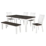 Kingman Distressed White 6-Piece Rectangular Dining Set Espresso And