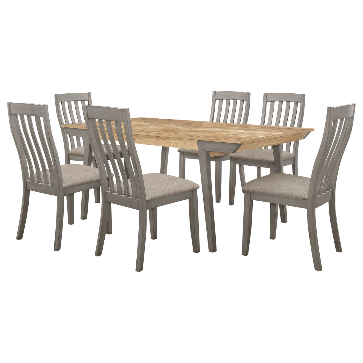 Nogales Coastal Grey 7-Piece Rectangular Dining Table Set