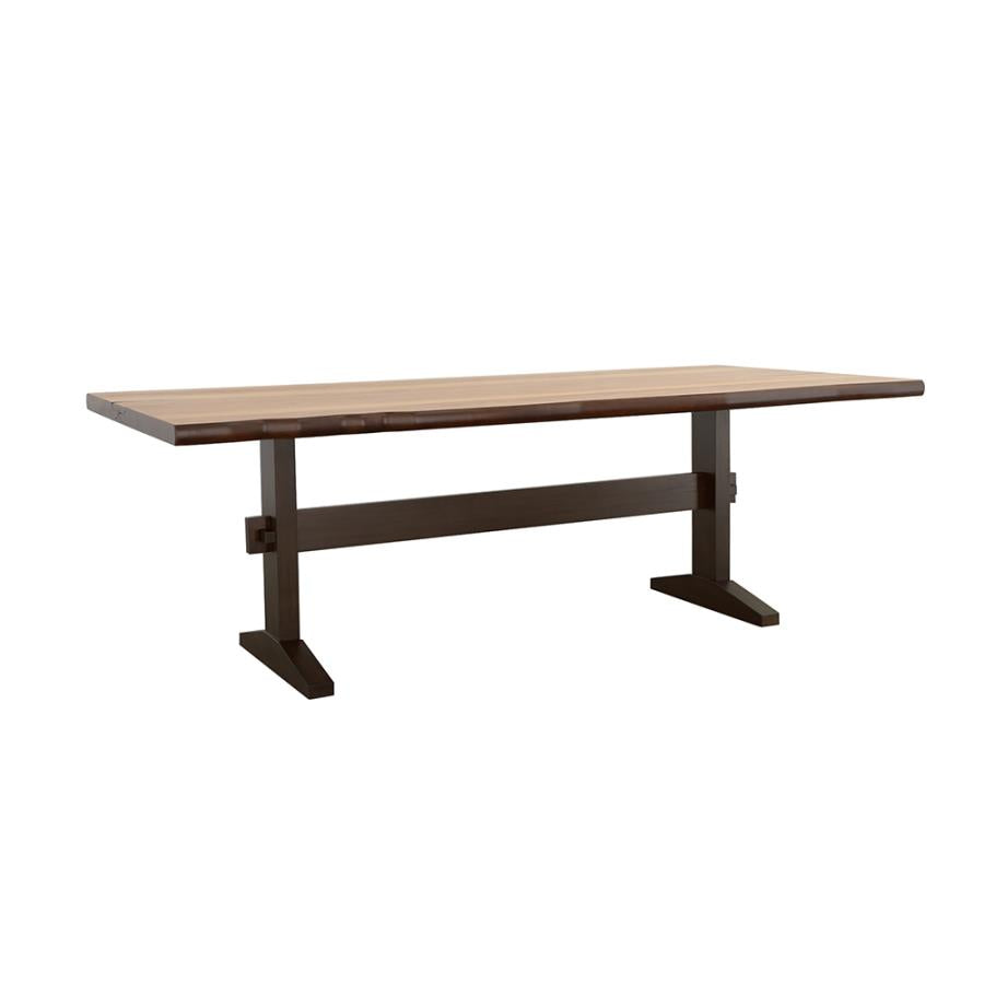 Bexley Live Edge Trestle Dining Table Natural Honey And Espresso