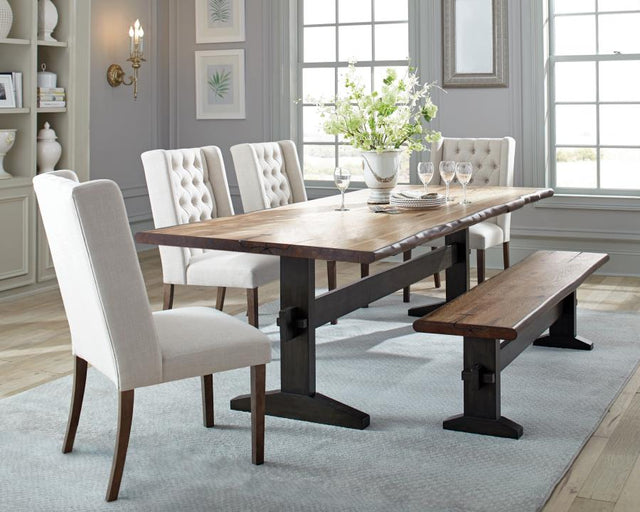 Bexley Natural Honey 6-Piece Rectangular Live Edge Dining Table Set