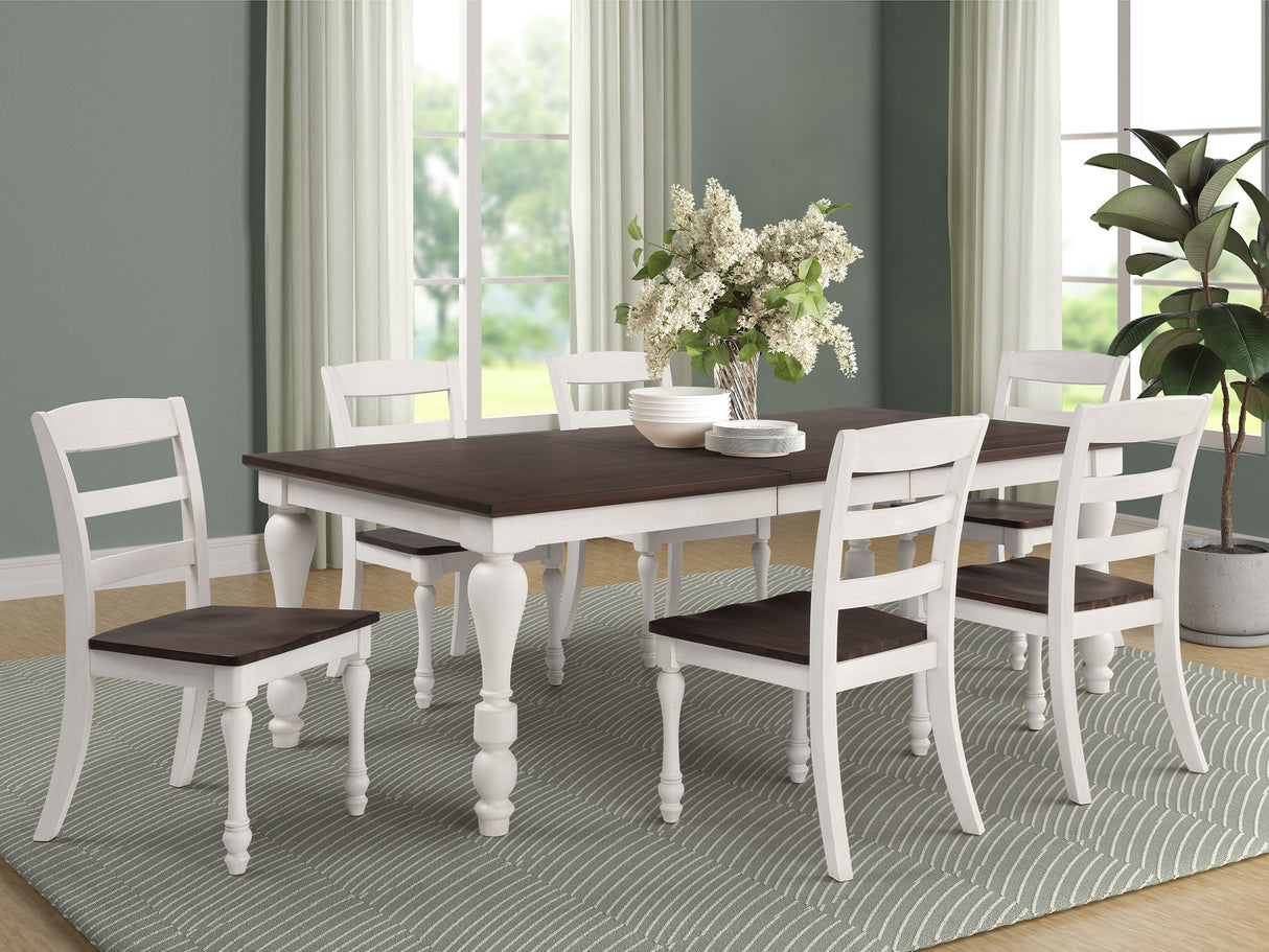 Madelyn Coastal White 7-Piece Rectangular Dining Table Set