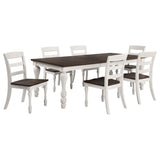 Madelyn Coastal White 7-Piece Rectangular Dining Table Set