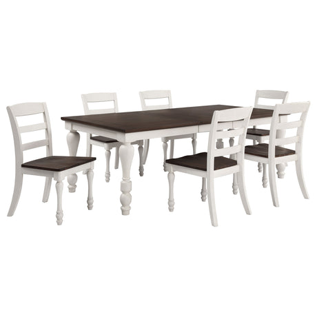 Madelyn Coastal White 7-Piece Rectangular Dining Table Set