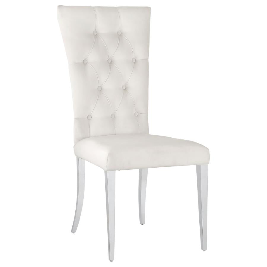 Kerwin Tufted Upholstered Side Chair (Set Of 2) White And Chrome