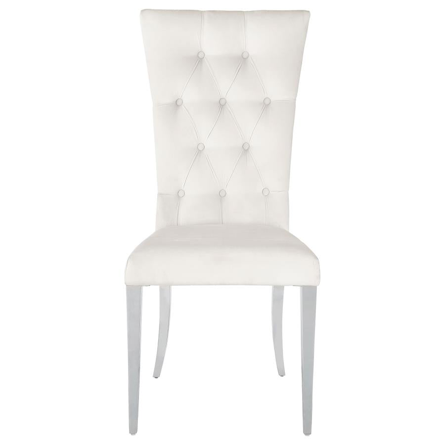 Kerwin Tufted Upholstered Side Chair (Set Of 2) White And Chrome